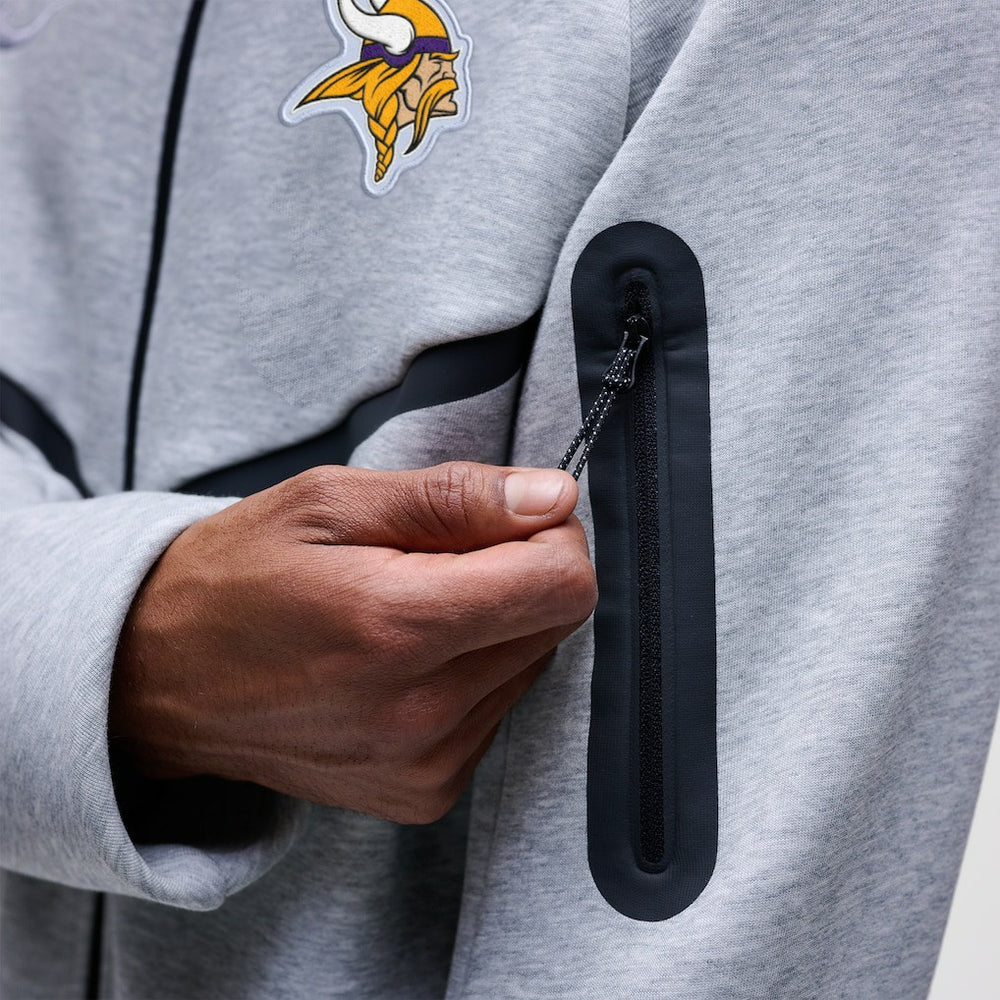 Minnesota Vikings Tech Fleece Raglan Full-Zip Windrunner Hoodie Heather Gray - Nike