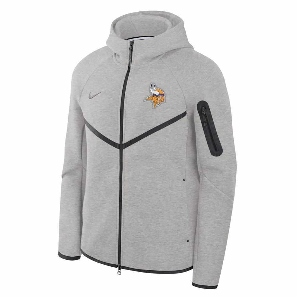 Minnesota Vikings Tech Fleece Raglan Full-Zip Windrunner Hoodie Heather Gray - Nike