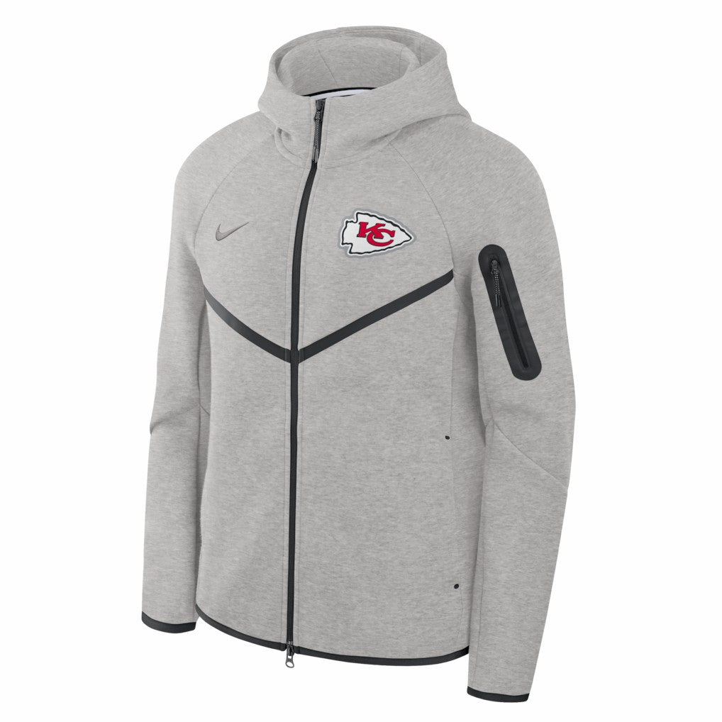 Kansas City Chiefs Tech Fleece Raglan Full-Zip Windrunner Hoodie Heather Gray - Nike