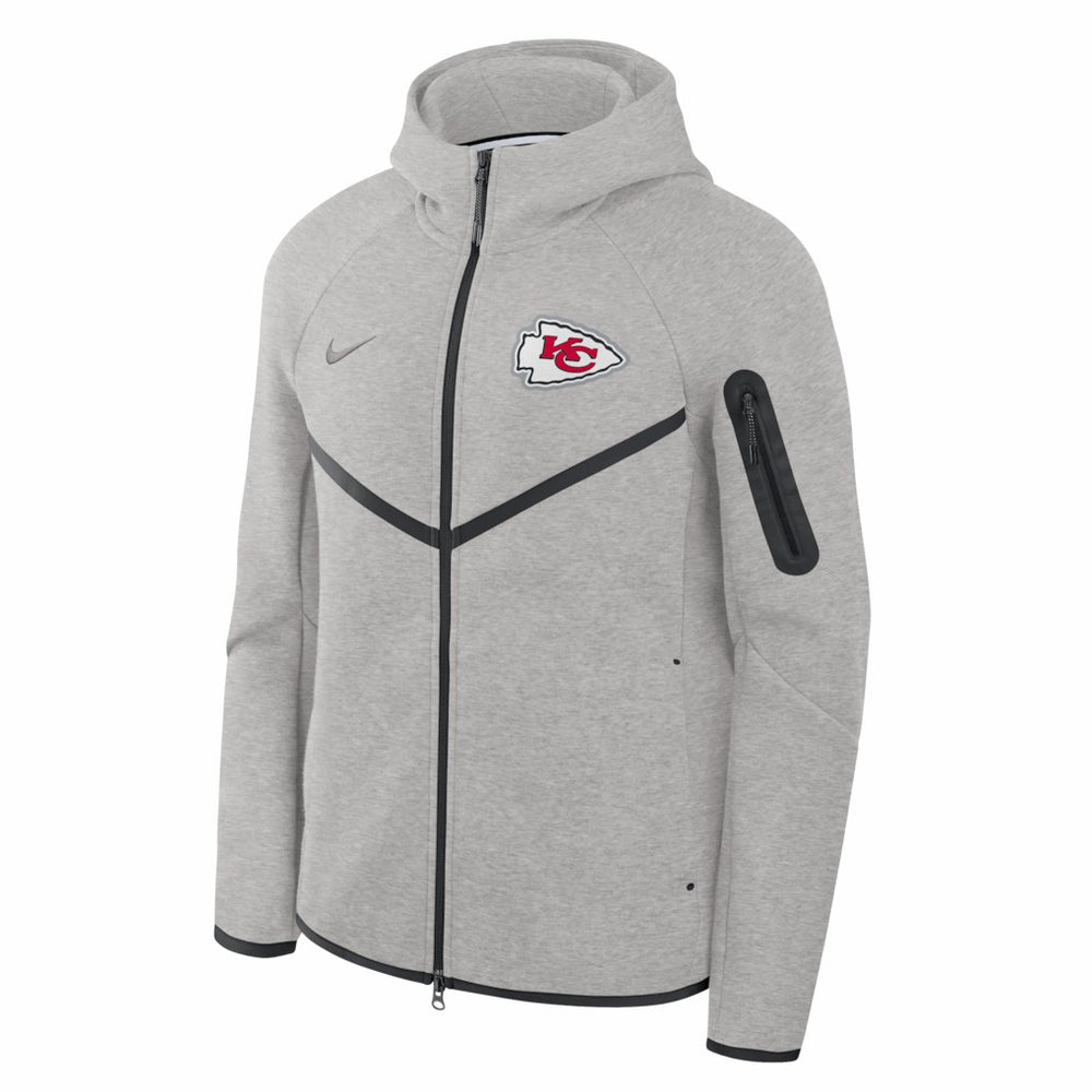 Kansas City Chiefs Tech Fleece Raglan Full-Zip Windrunner Hoodie Heather Gray - Nike