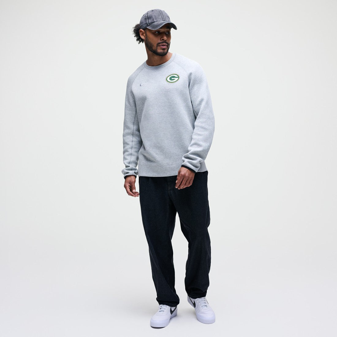 Green Bay Packers Tech Fleece Raglan Sweatshirt Heather Gray - Nike