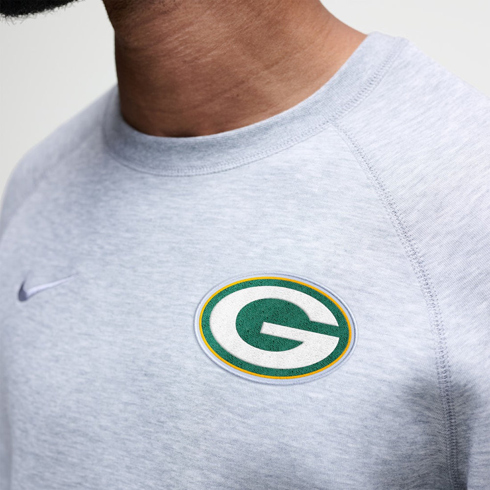 Green Bay Packers Tech Fleece Raglan Sweatshirt Heather Gray - Nike