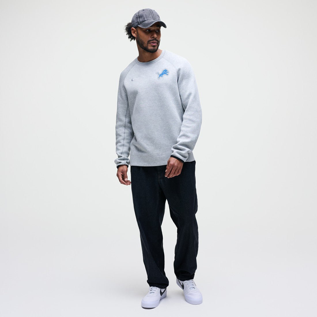 Detroit Lions Tech Fleece Raglan Sweatshirt Heather Gray - Nike