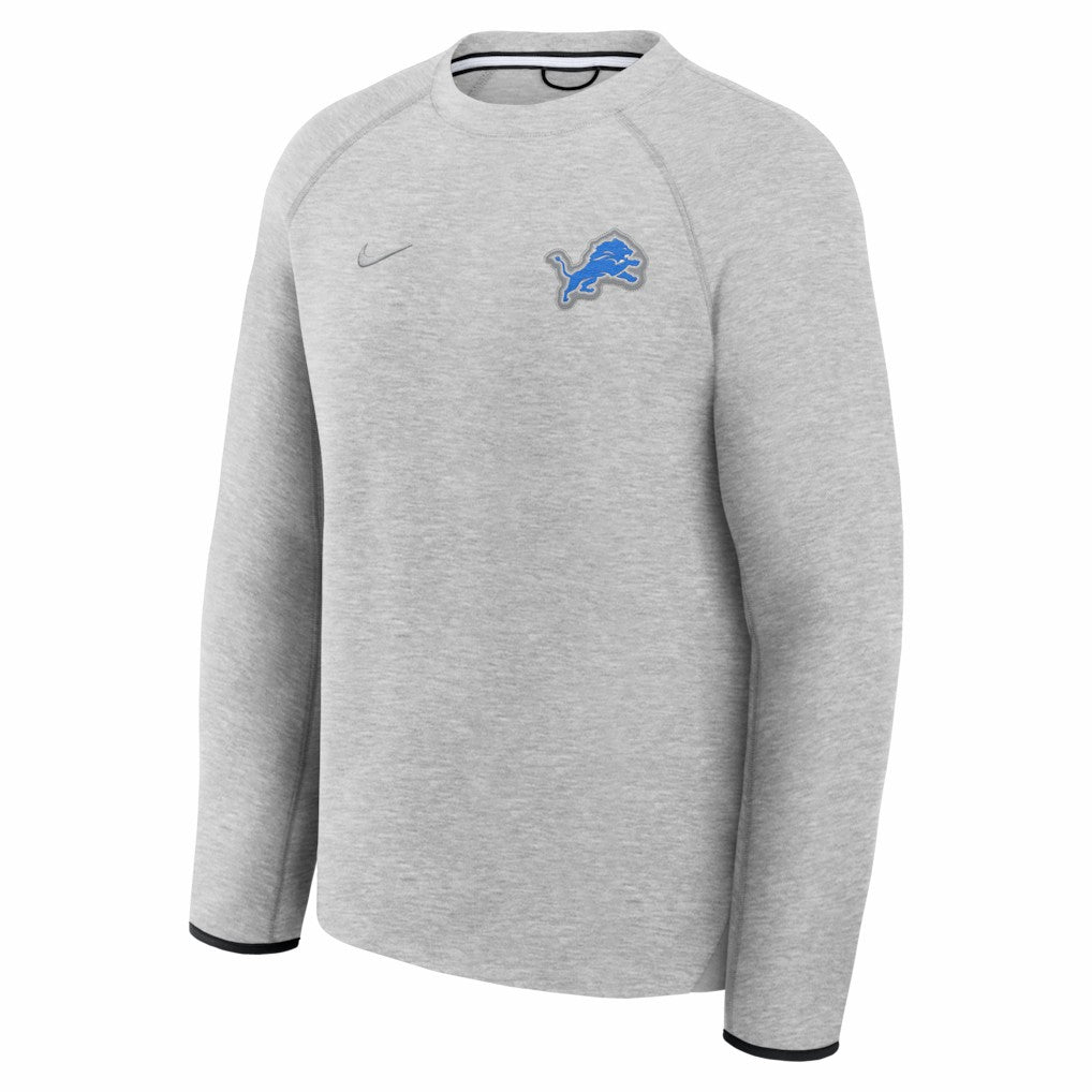 Detroit Lions Tech Fleece Raglan Sweatshirt Heather Gray - Nike