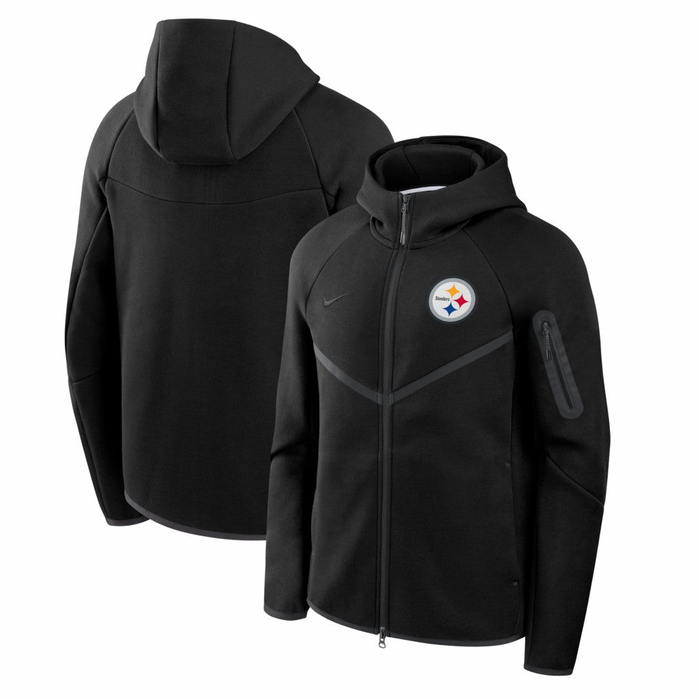 Pittsburgh Steelers Tech Fleece Raglan Full-Zip Windrunner Hoodie Black - Nike