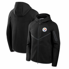 Pittsburgh Steelers Tech Fleece Raglan Full-Zip Windrunner Hoodie Black - Nike