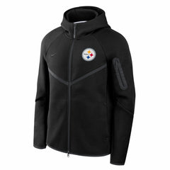 Pittsburgh Steelers Tech Fleece Raglan Full-Zip Windrunner Hoodie Black - Nike