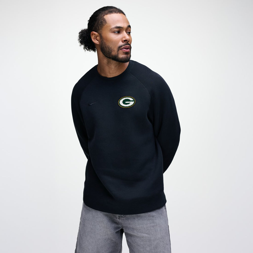 Green Bay Packers Tech Fleece Raglan Sweatshirt Black - Nike