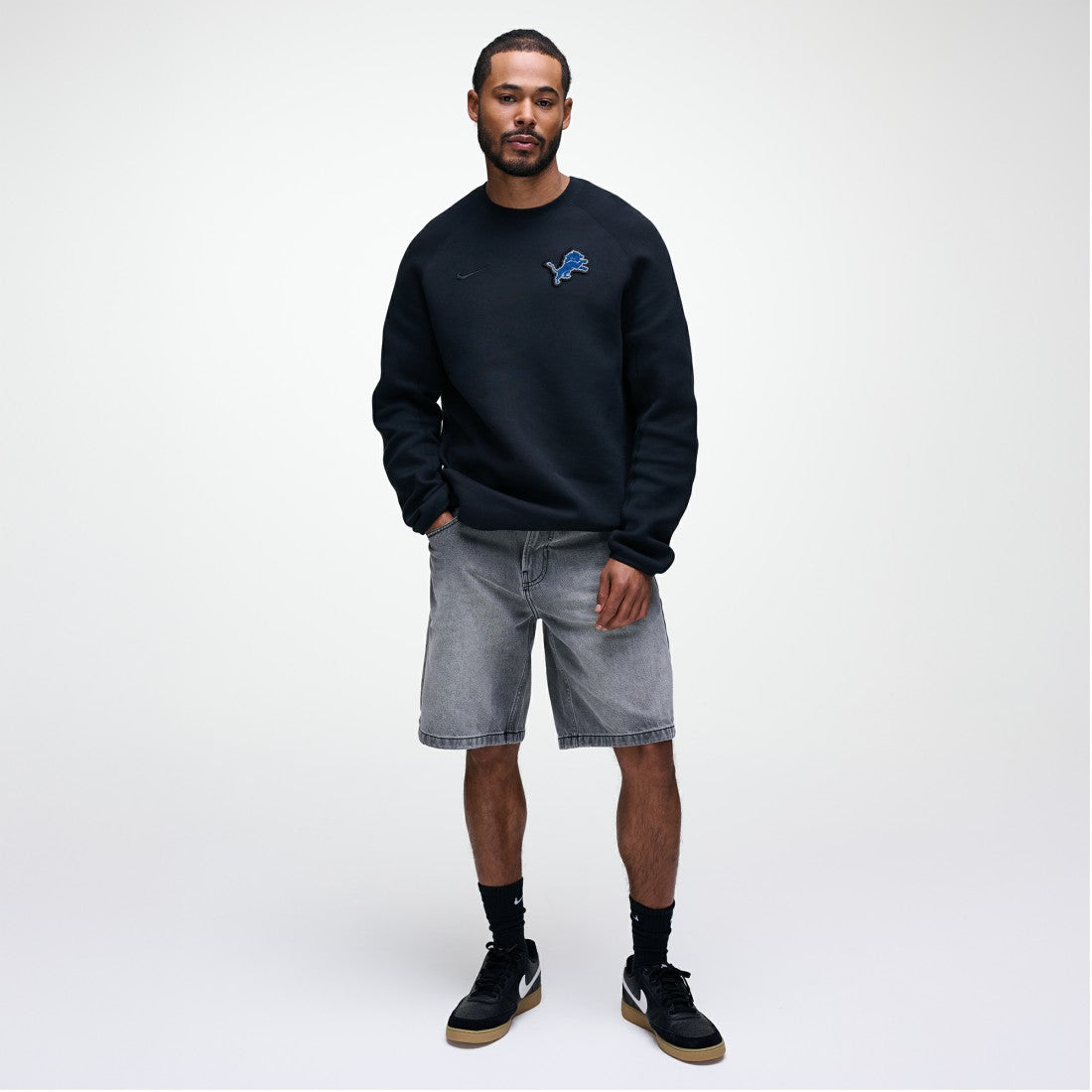 Detroit Lions Tech Fleece Raglan Sweatshirt Black - Nike