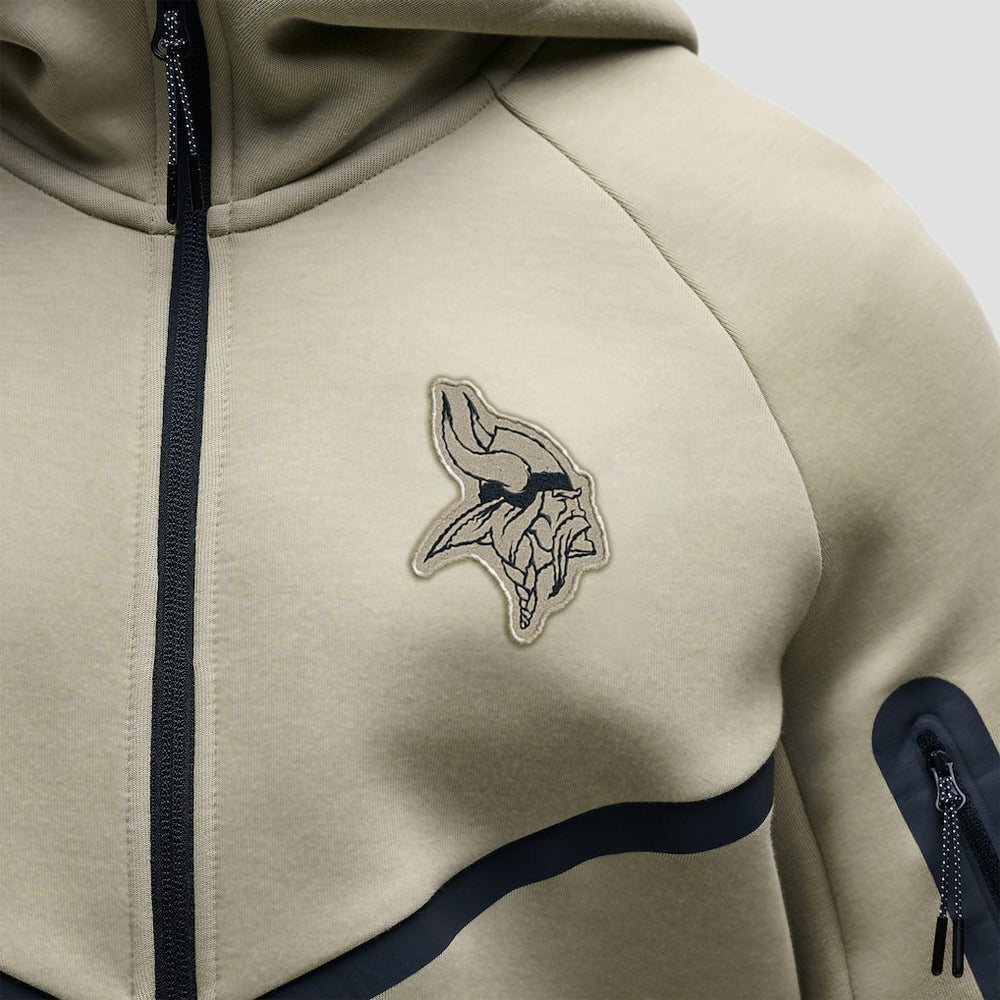 Minnesota Vikings Tech Fleece Raglan Full-Zip Windrunner Hoodie Olive - Nike