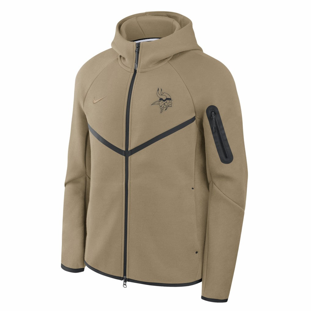 Minnesota Vikings Tech Fleece Raglan Full-Zip Windrunner Hoodie Olive - Nike