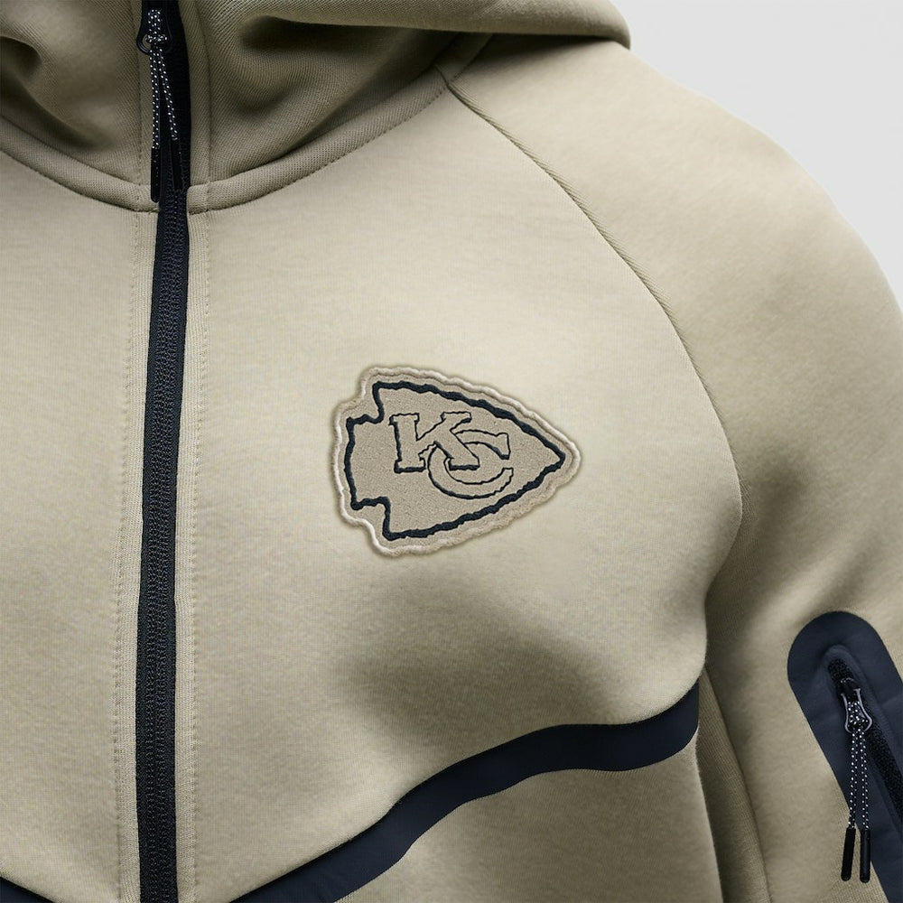 Kansas City Chiefs Tech Fleece Raglan Full-Zip Windrunner Hoodie Olive - Nike