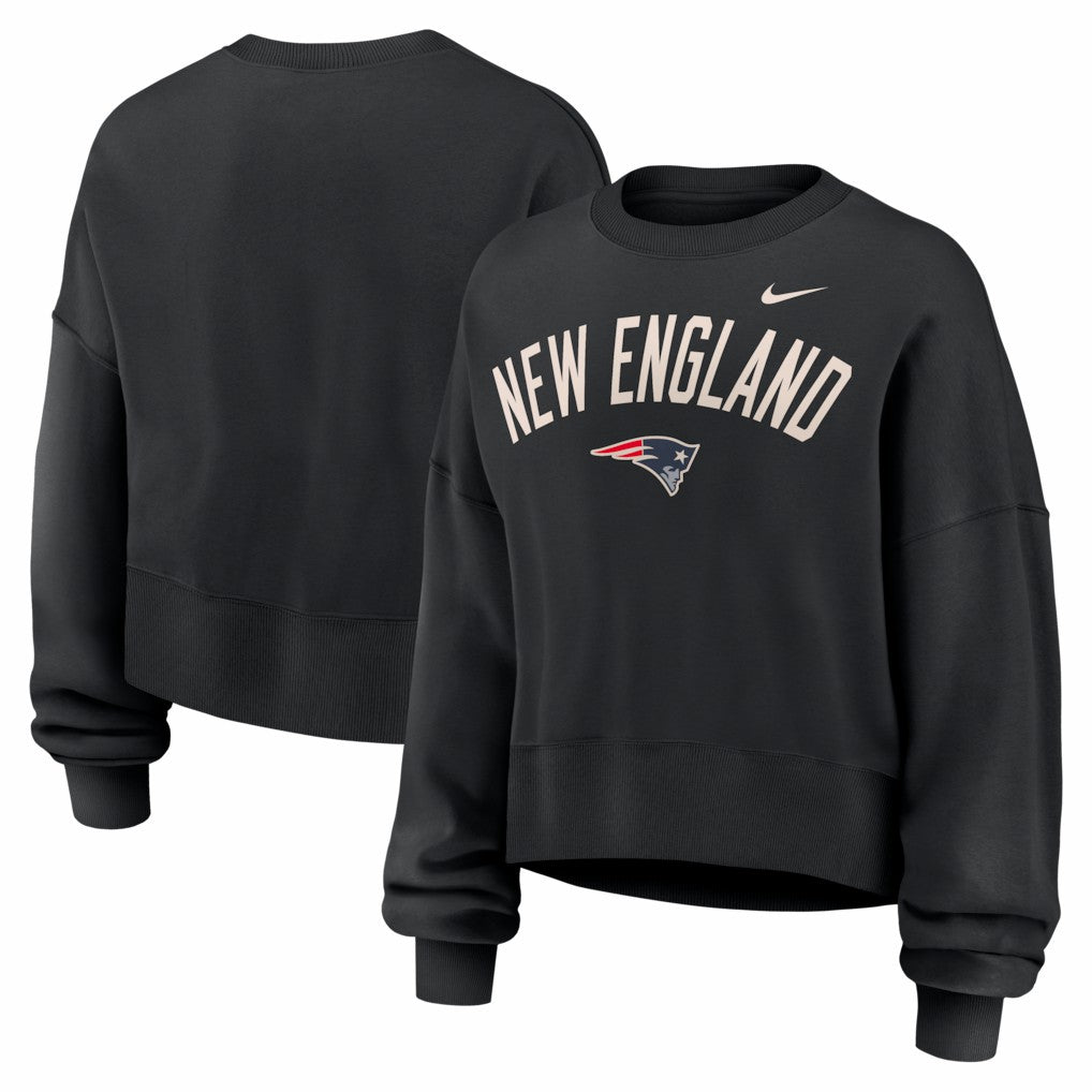 New England Patriots Women's Oversized High Hip Legacy Arch Phoenix Fleece Sweatshirt Black - Nike