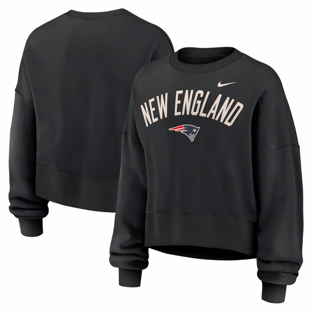 New England Patriots Women's Oversized High Hip Legacy Arch Phoenix Fleece Sweatshirt Black - Nike