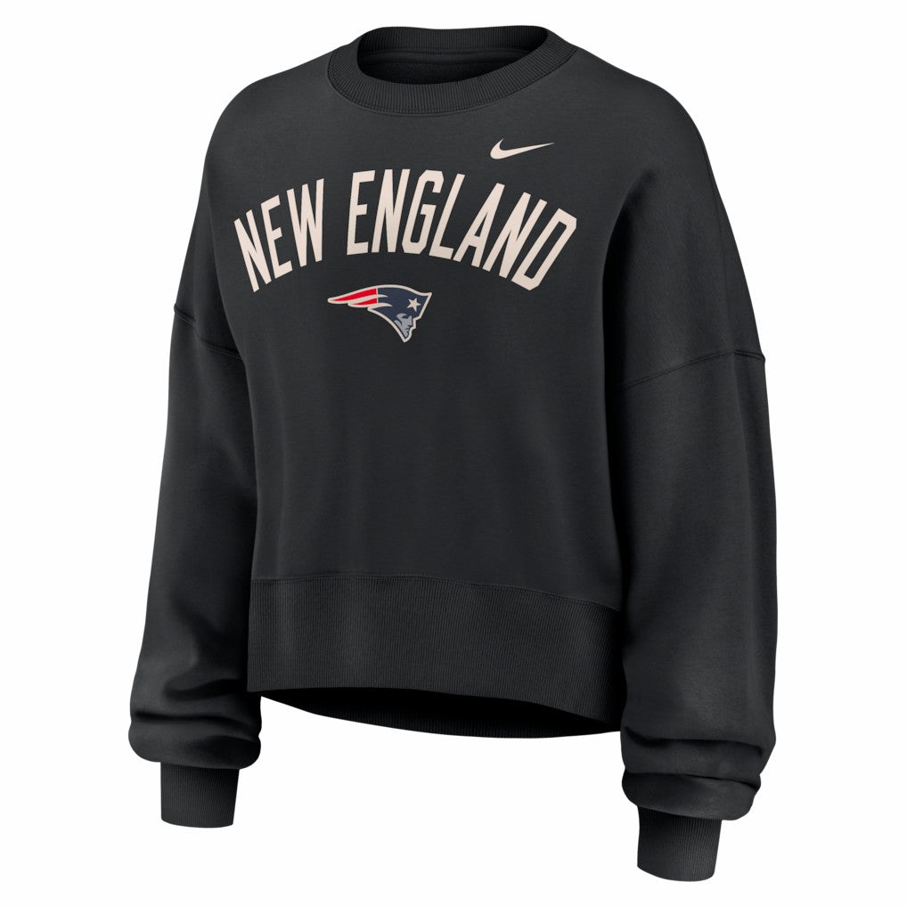 New England Patriots Women's Oversized High Hip Legacy Arch Phoenix Fleece Sweatshirt Black - Nike