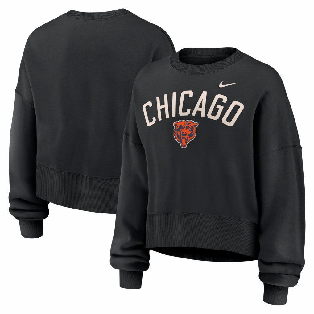 Chicago Bears Women's Oversized High Hip Legacy Arch Phoenix Fleece Sweatshirt Black - Nike