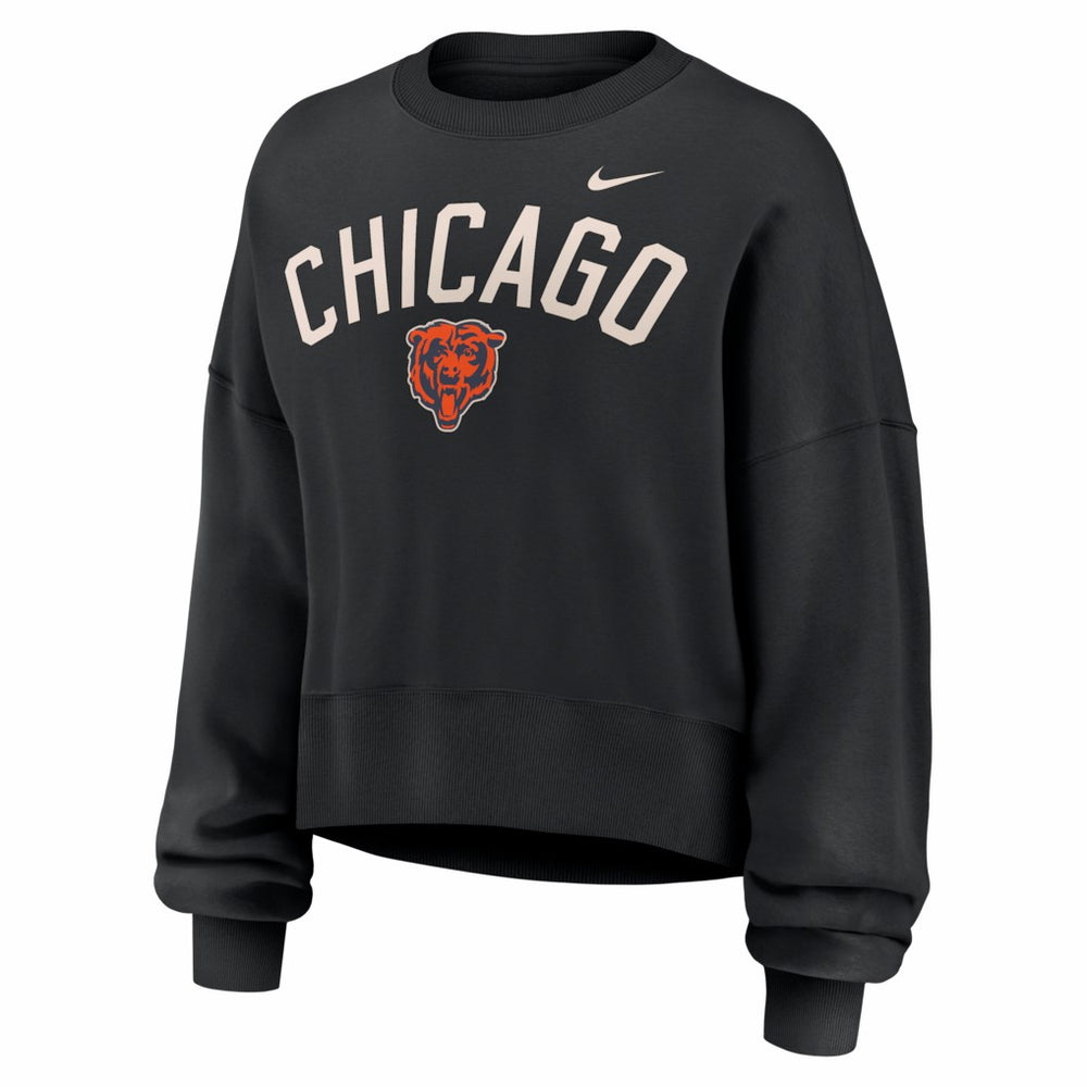 Chicago Bears Women's Oversized High Hip Legacy Arch Phoenix Fleece Sweatshirt Black - Nike