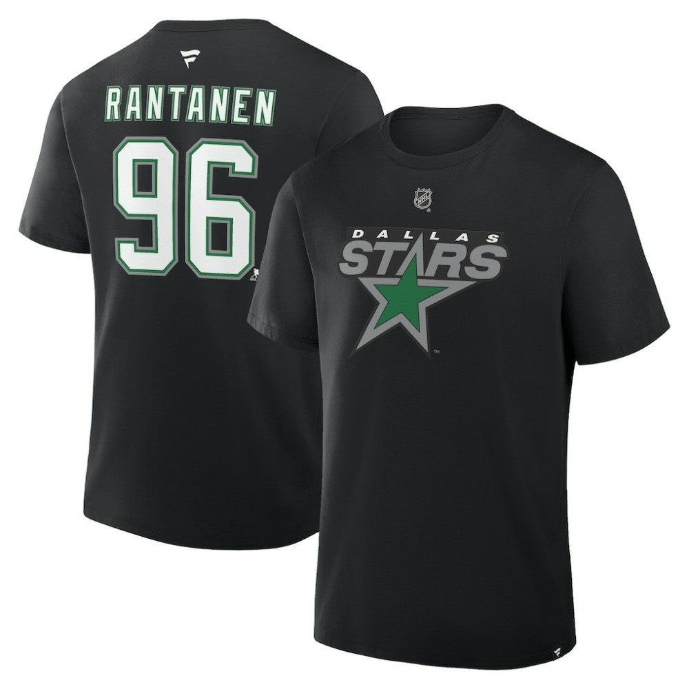 Mikko Rantanen Dallas Stars - Fanatics Authentic Stack Name & Number T-Shirt Black