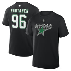 Mikko Rantanen Dallas Stars - Fanatics Authentic Stack Name & Number T-Shirt Black