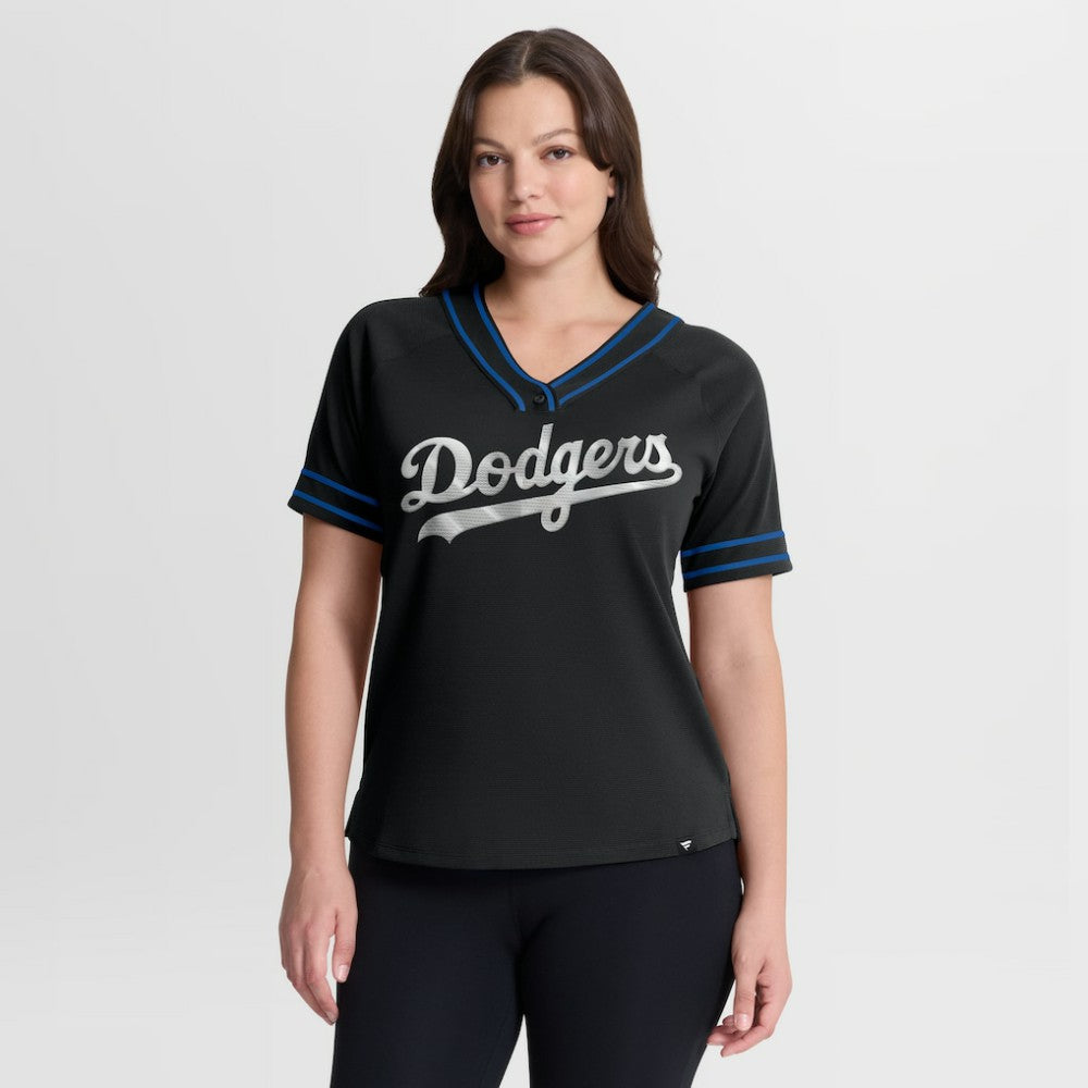 Los Angeles Dodgers Fanatics Women's Diva Race Ahead Raglan V-Neck T-Shirt Sale
