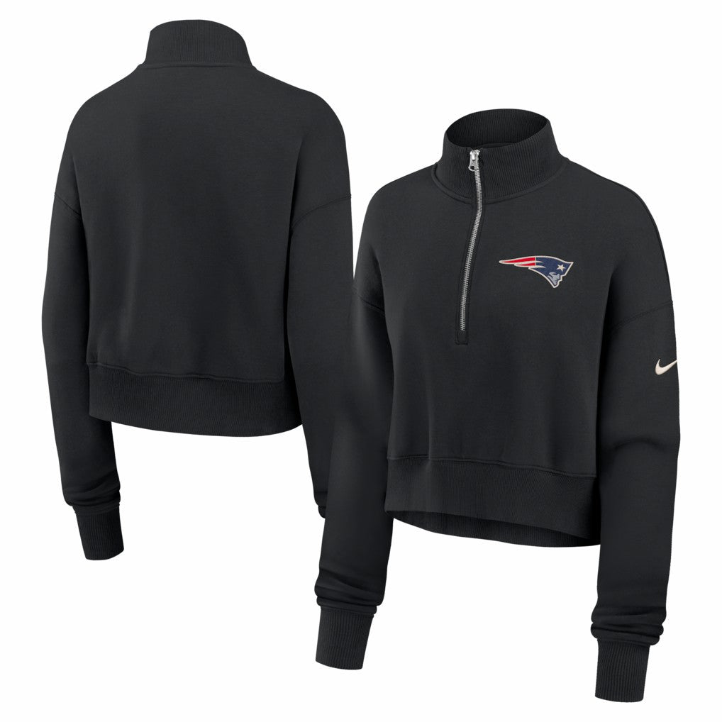 New England Patriots Women's Legacy Phoenix Fleece Cropped Half-Zip Sweatshirt Black - Nike
