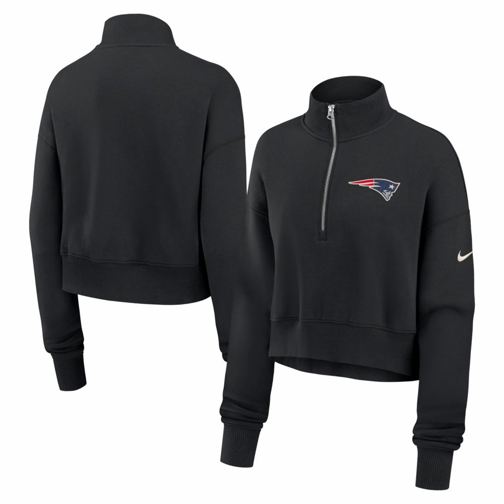 New England Patriots Women's Legacy Phoenix Fleece Cropped Half-Zip Sweatshirt Black - Nike