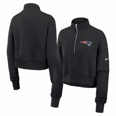 New England Patriots Women's Legacy Phoenix Fleece Cropped Half-Zip Sweatshirt Black - Nike