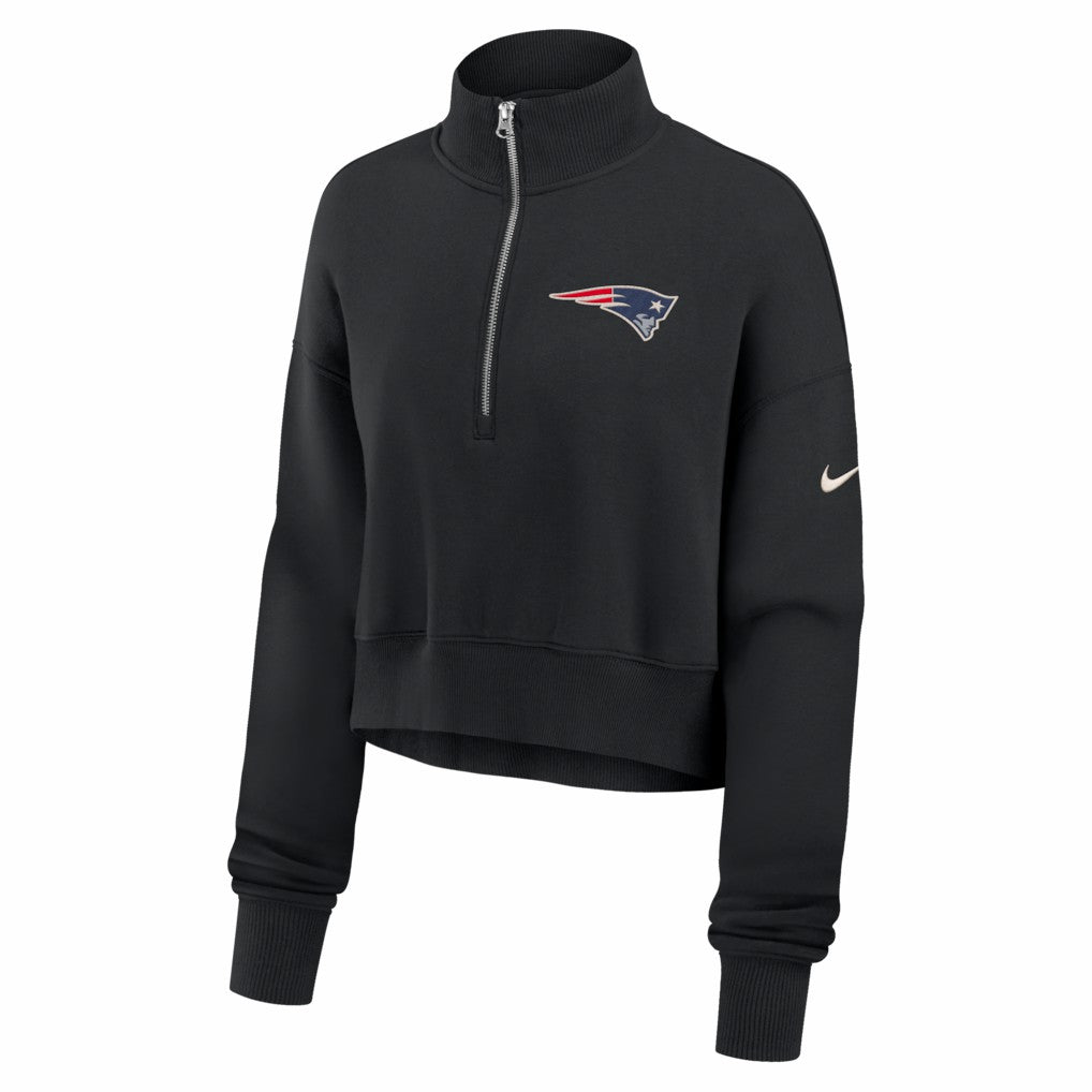 New England Patriots Women's Legacy Phoenix Fleece Cropped Half-Zip Sweatshirt Black - Nike