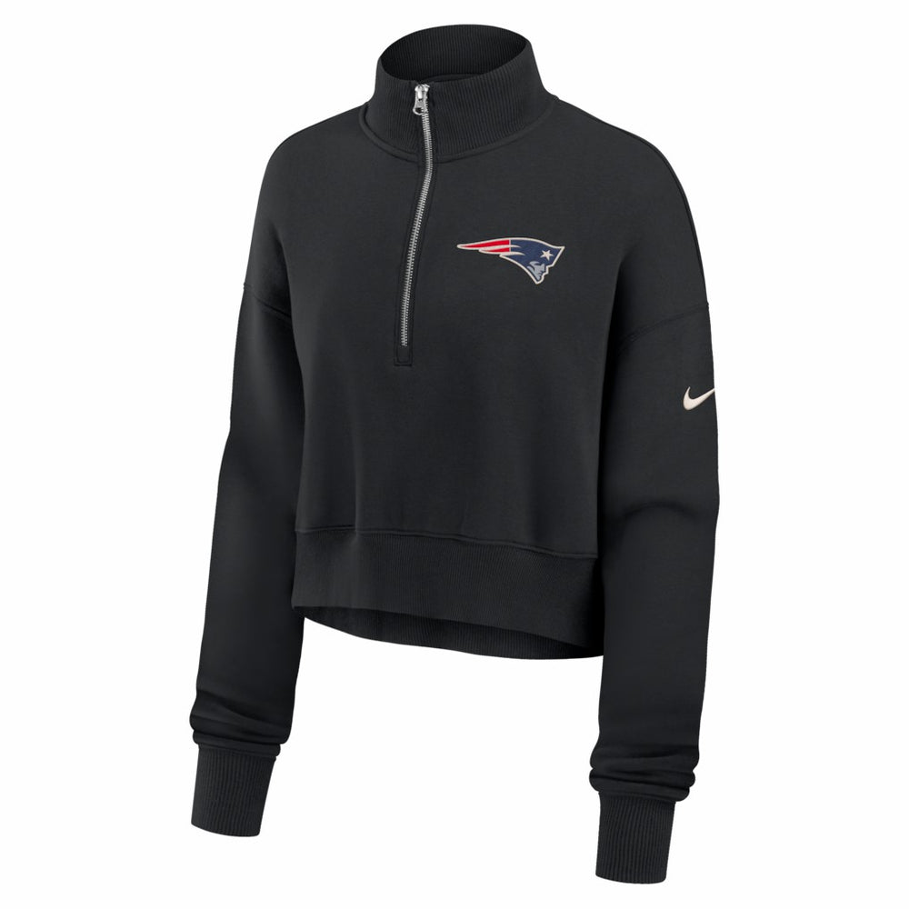 New England Patriots Women's Legacy Phoenix Fleece Cropped Half-Zip Sweatshirt Black - Nike