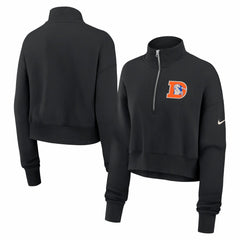 Denver Broncos Women's Legacy Phoenix Fleece Cropped Half-Zip Sweatshirt Black - Nike