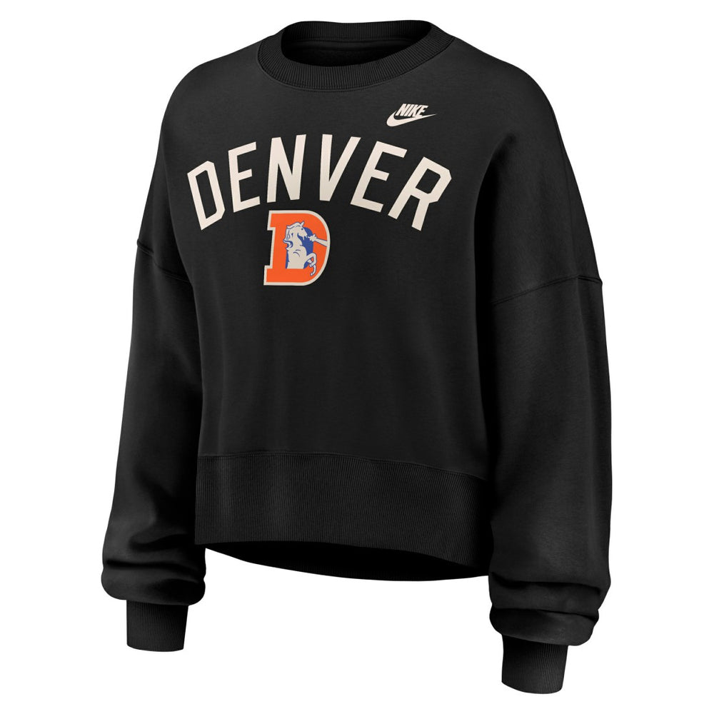 Denver Broncos Women's Oversized High Hip Legacy Arch Phoenix Fleece Sweatshirt Black - Nike