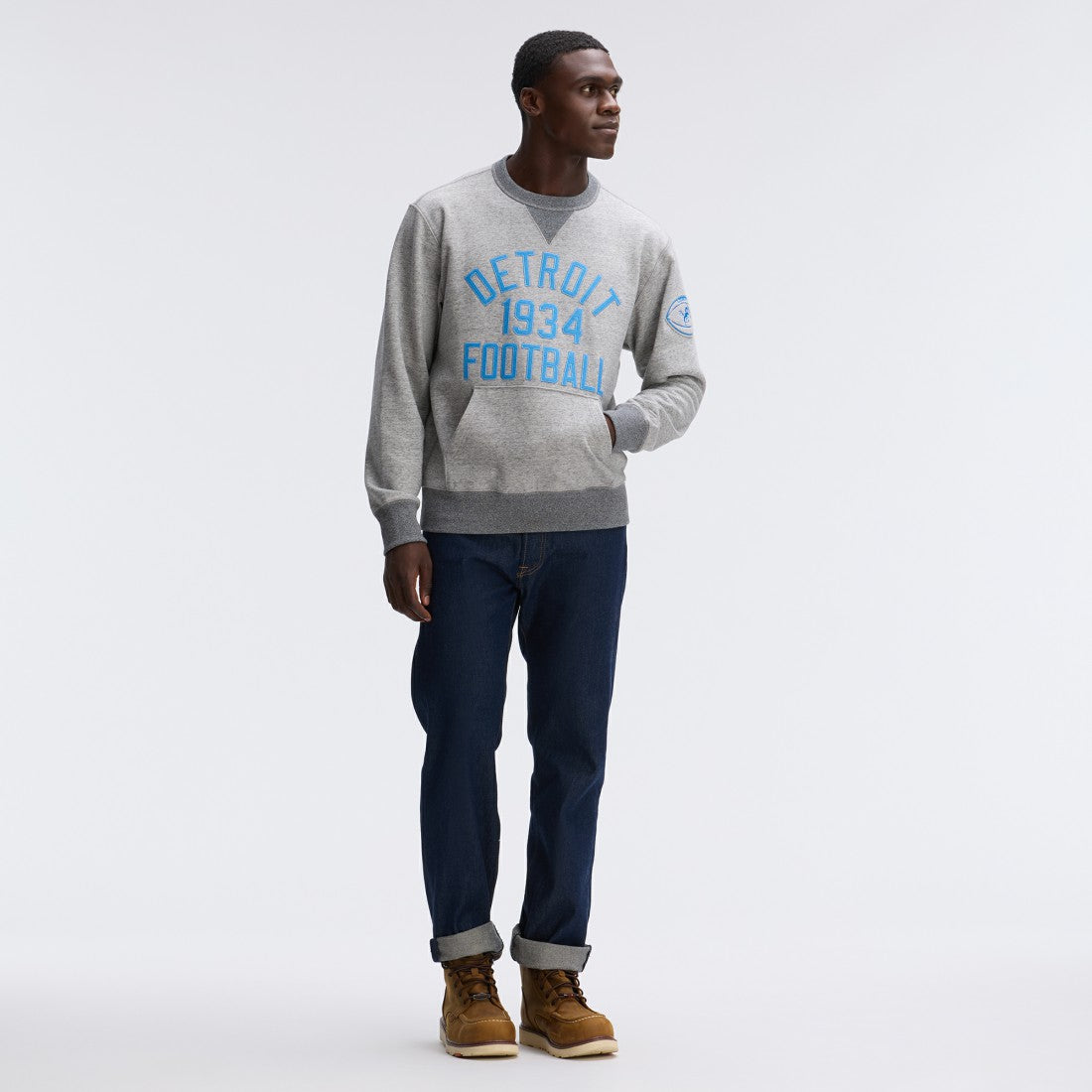 Detroit Lions IconicFleece Pocket Sweatshirt Heather Gray - Fanatics