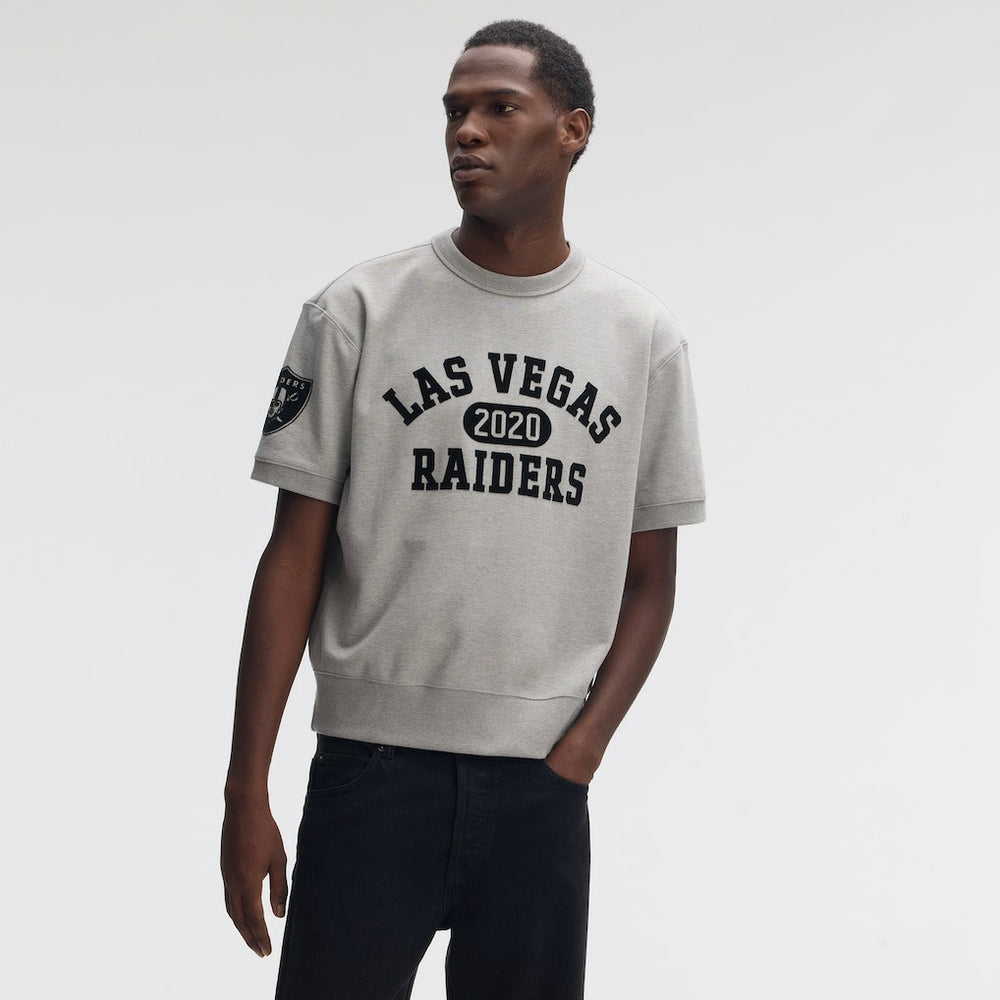 Las Vegas Raiders IconicFleece Short Sleeve Sweatshirt Heather Gray - Fanatics