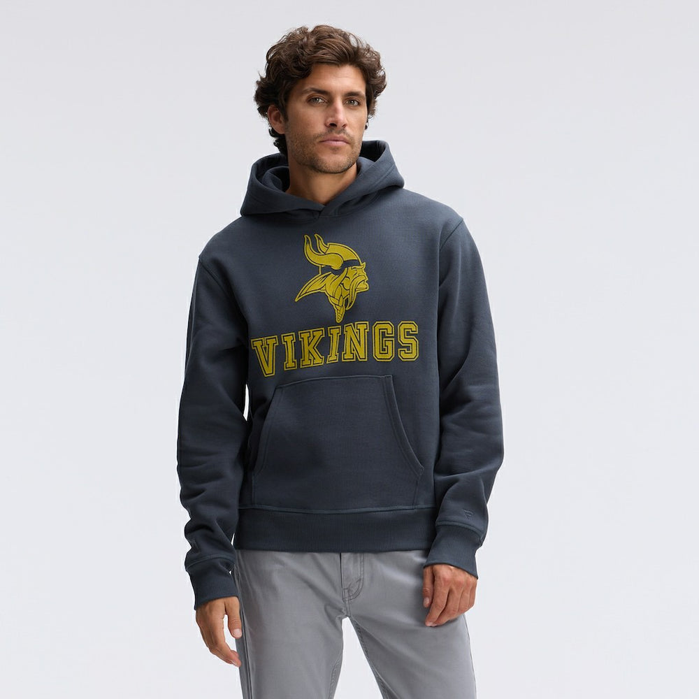 Minnesota Vikings IconicFleece Flocked Hoodie Charcoal - Fanatics