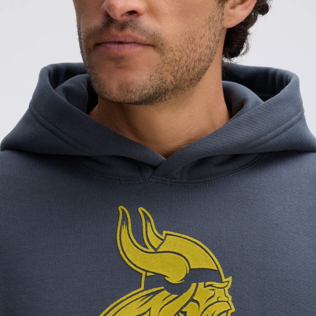 Minnesota Vikings IconicFleece Flocked Hoodie Charcoal - Fanatics