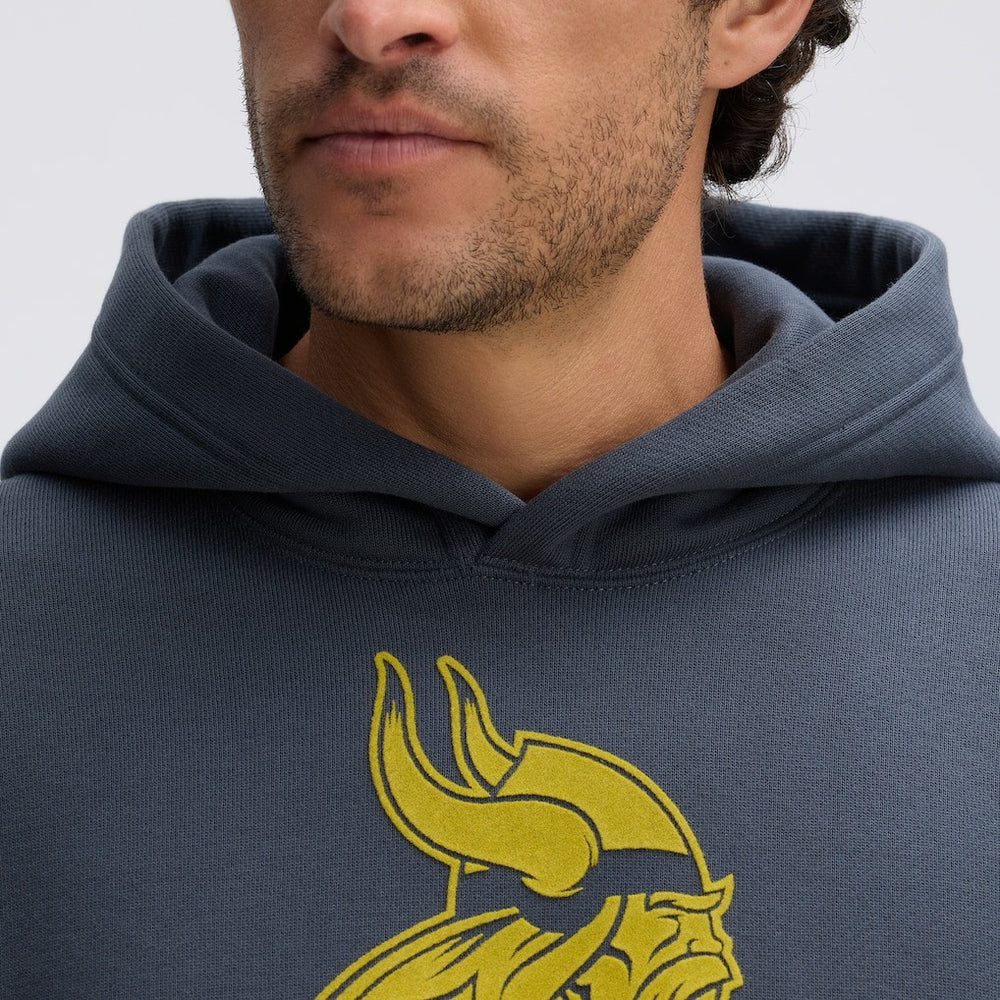 Minnesota Vikings IconicFleece Flocked Hoodie Charcoal - Fanatics
