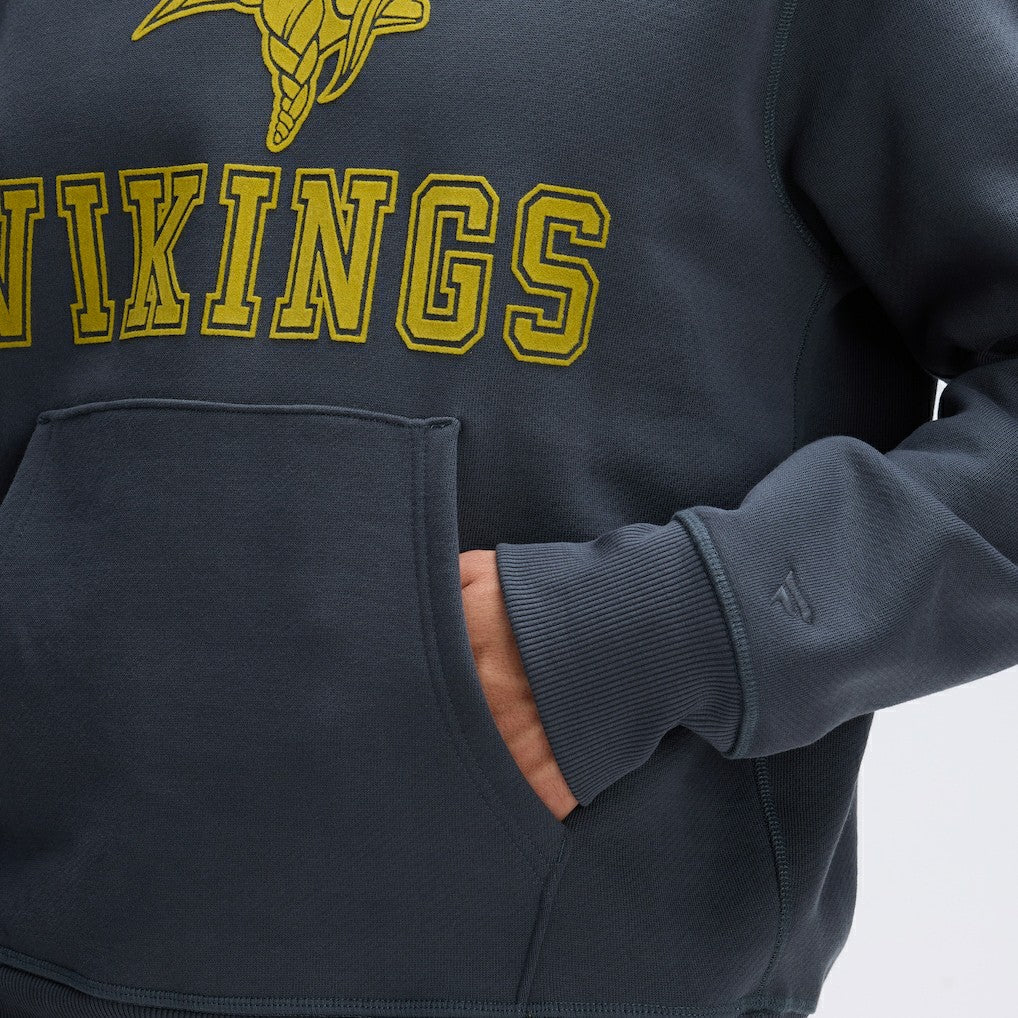 Minnesota Vikings IconicFleece Flocked Hoodie Charcoal - Fanatics