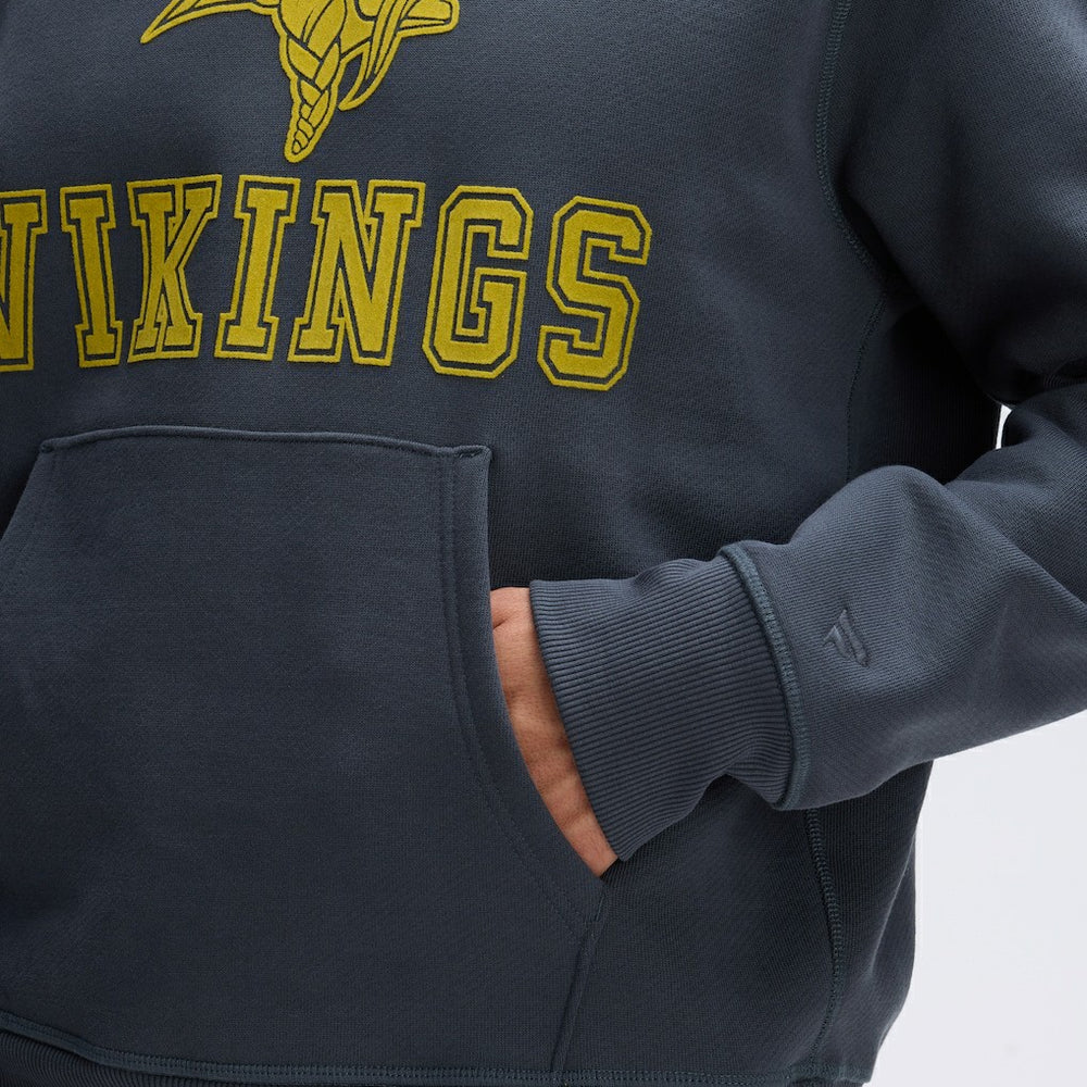 Minnesota Vikings IconicFleece Flocked Hoodie Charcoal - Fanatics
