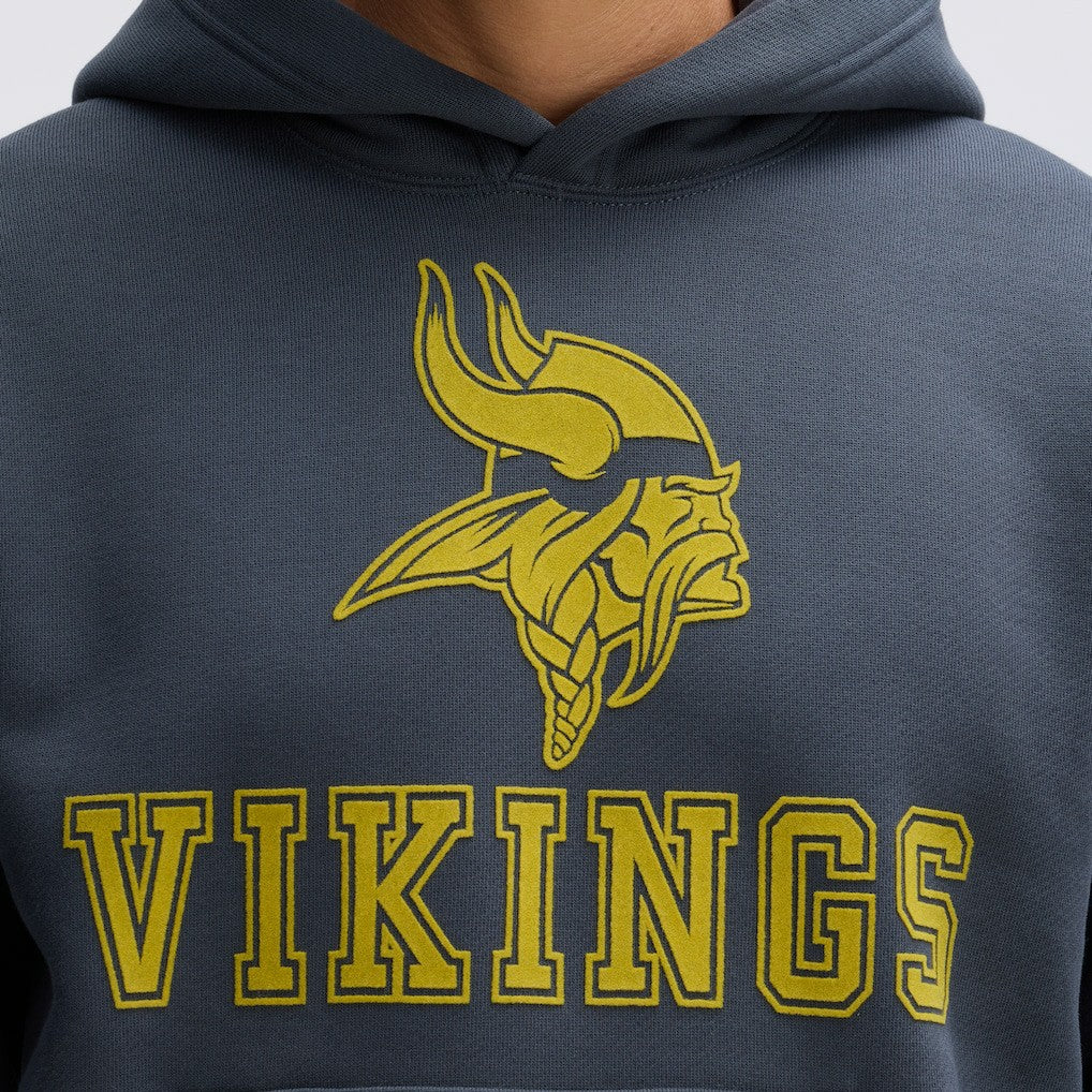 Minnesota Vikings IconicFleece Flocked Hoodie Charcoal - Fanatics