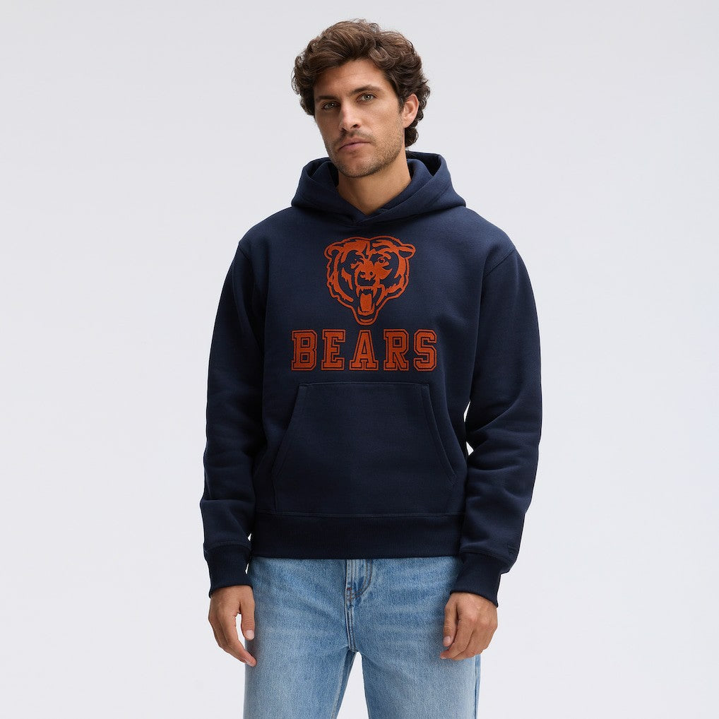 Chicago Bears IconicFleece Flocked Hoodie Navy - Fanatics