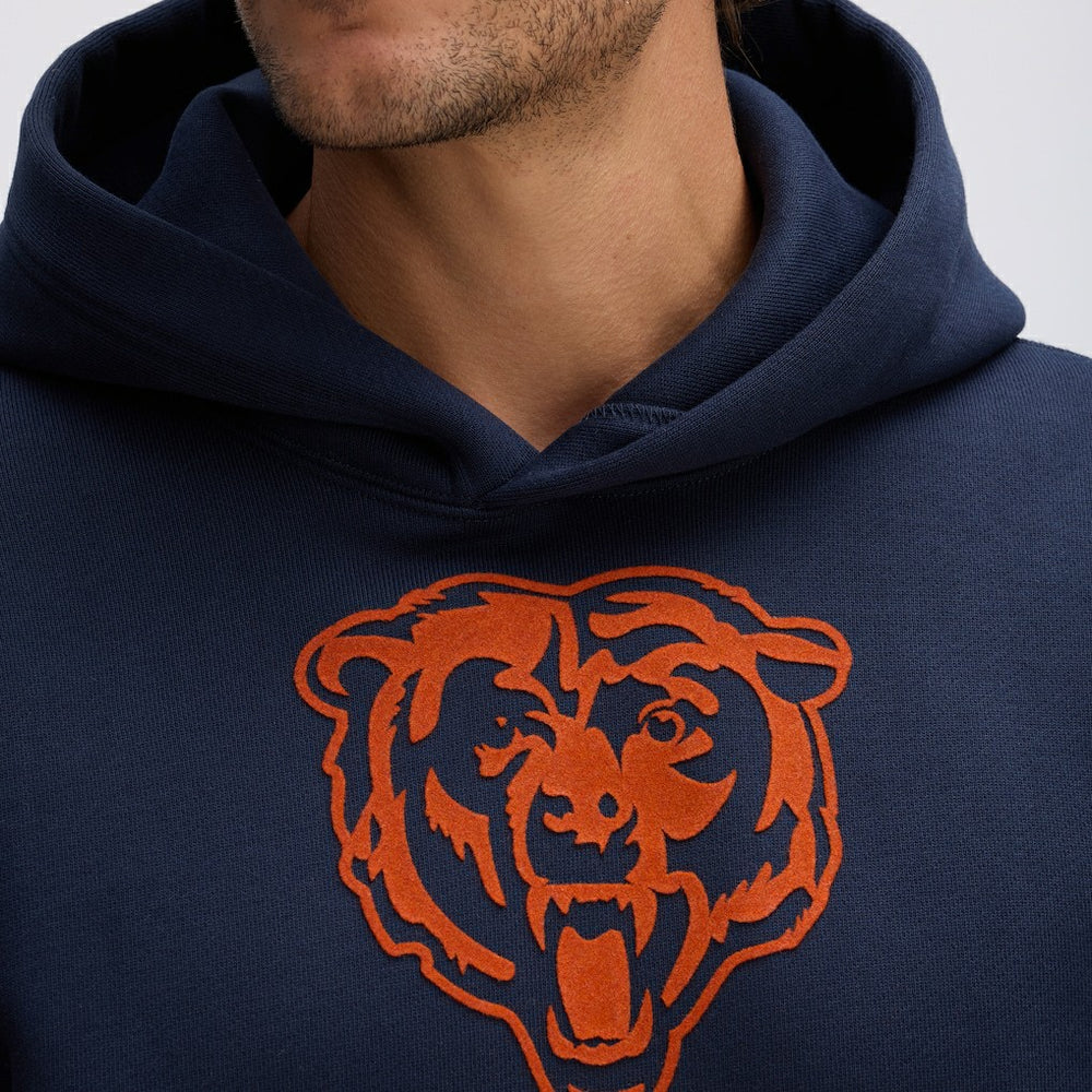 Chicago Bears IconicFleece Flocked Hoodie Navy - Fanatics