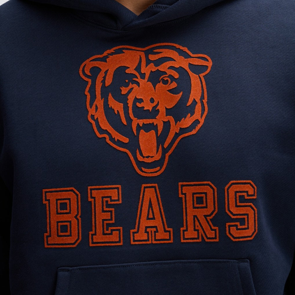 Chicago Bears IconicFleece Flocked Hoodie Navy - Fanatics