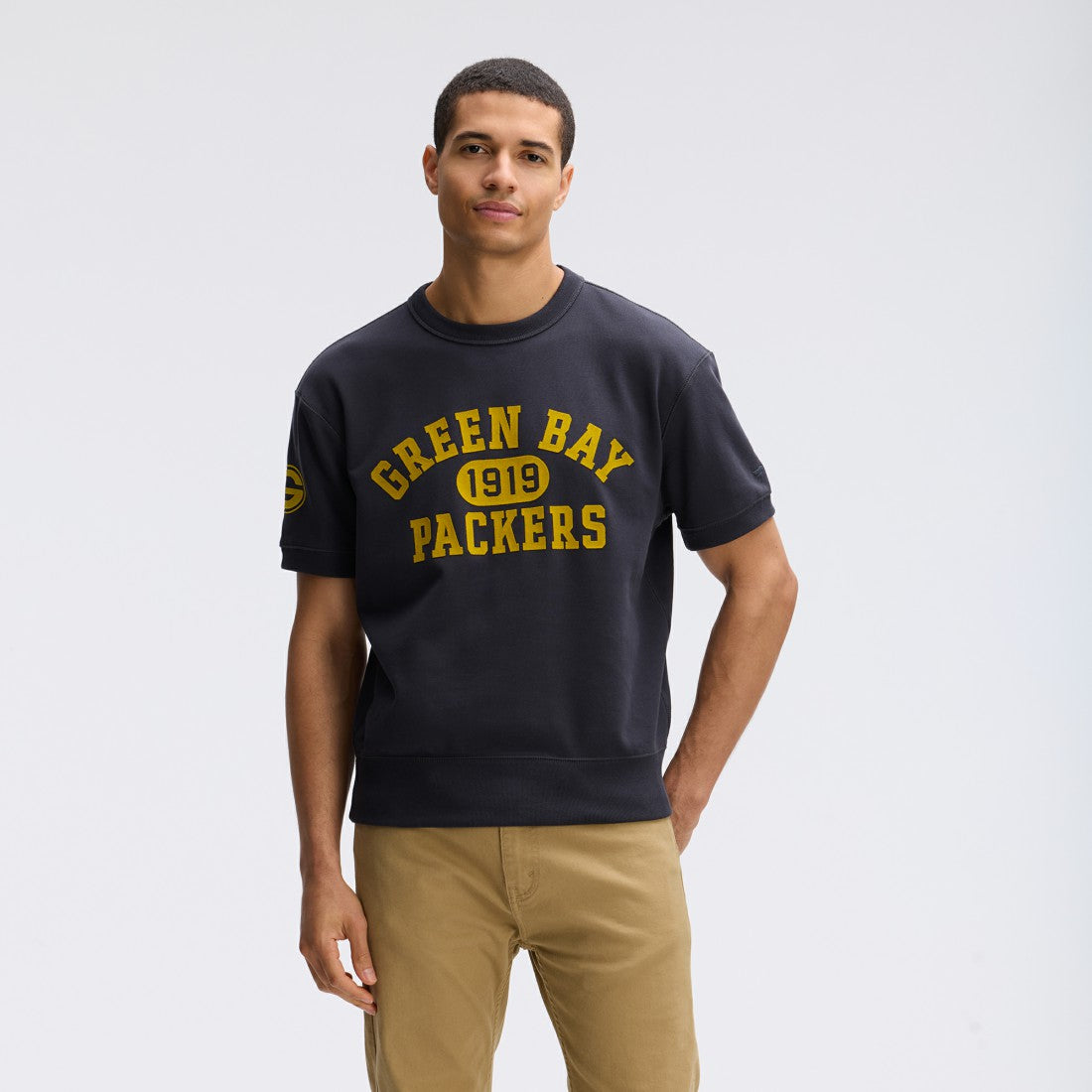 Green Bay Packers IconicFleece Short Sleeve Sweatshirt Black - Fanatics