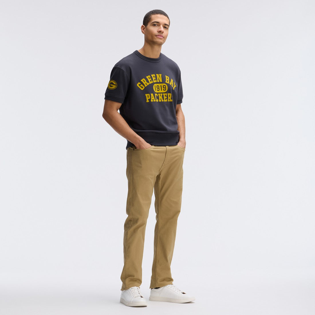 Green Bay Packers IconicFleece Short Sleeve Sweatshirt Black - Fanatics