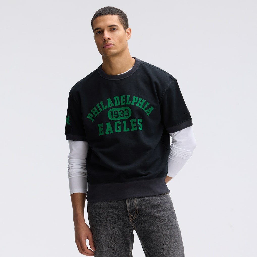 Philadelphia Eagles IconicFleece Short Sleeve Sweatshirt Black - Fanatics