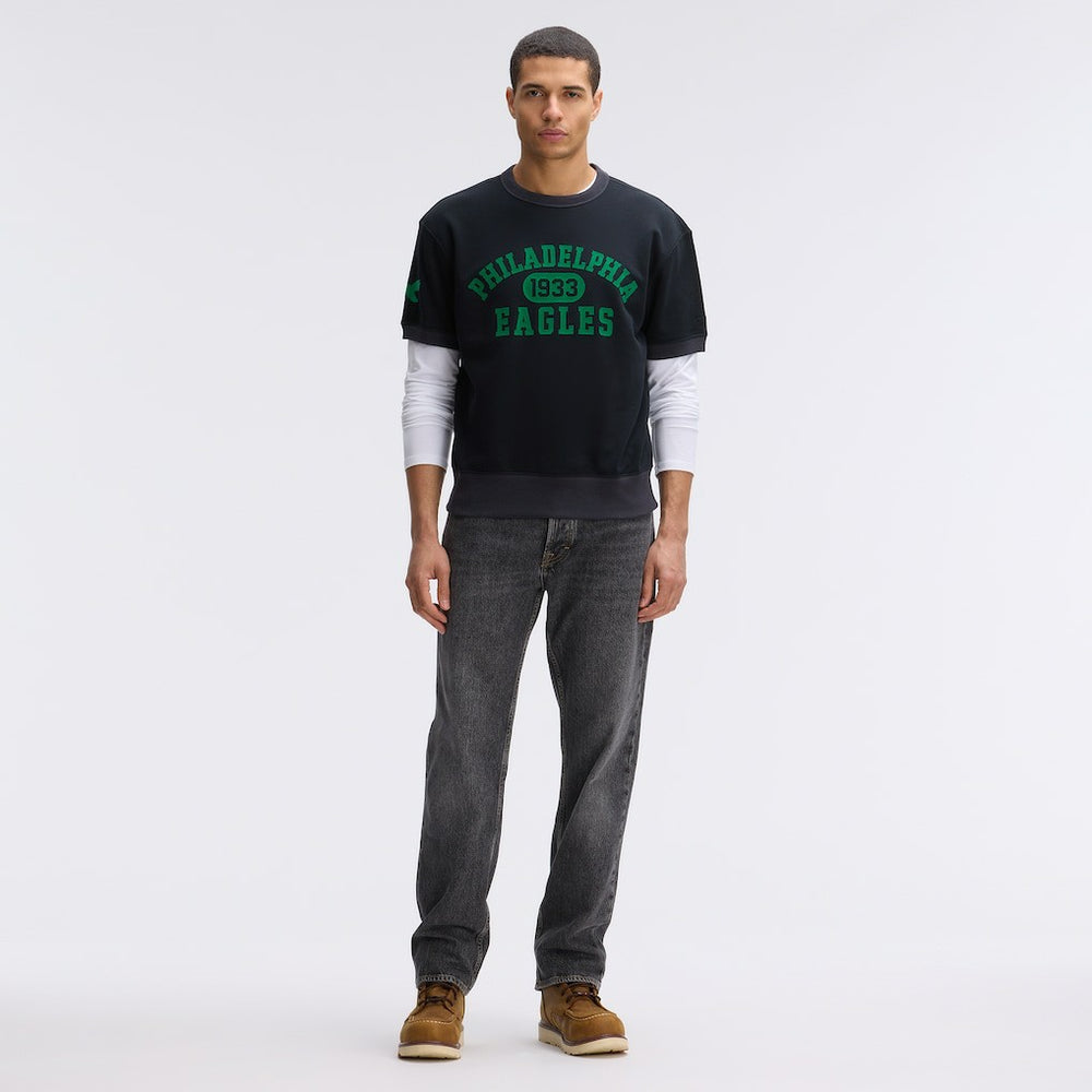 Philadelphia Eagles IconicFleece Short Sleeve Sweatshirt Black - Fanatics