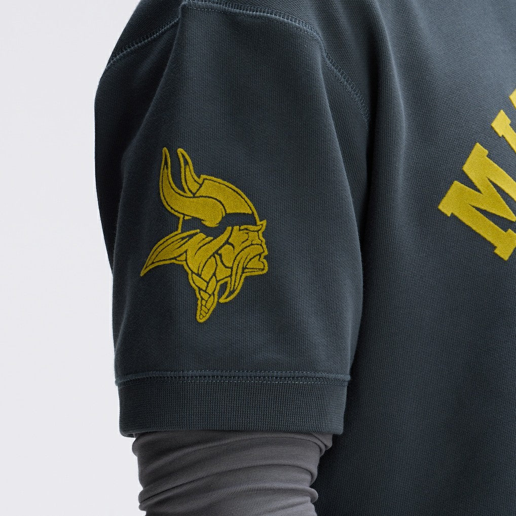 Minnesota Vikings IconicFleece Short Sleeve Sweatshirt Charcoal - Fanatics