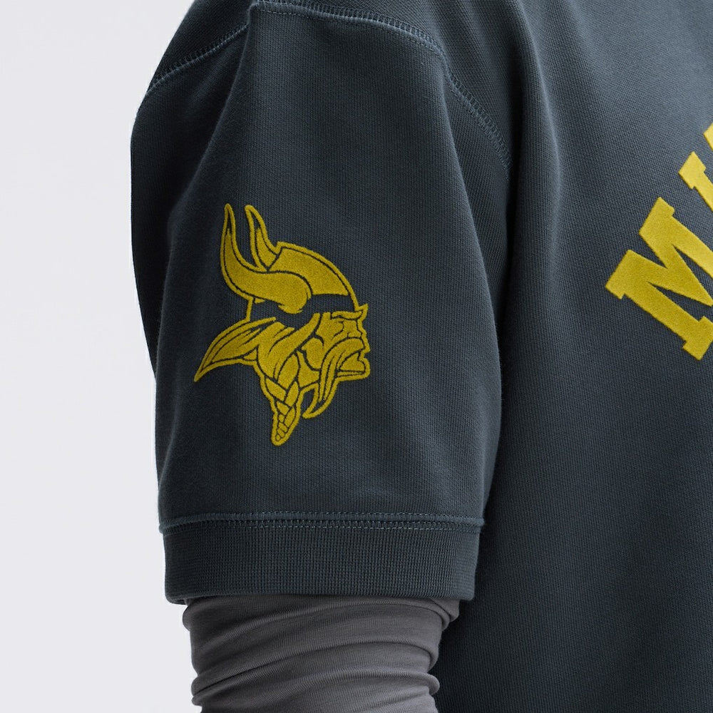 Minnesota Vikings IconicFleece Short Sleeve Sweatshirt Charcoal - Fanatics