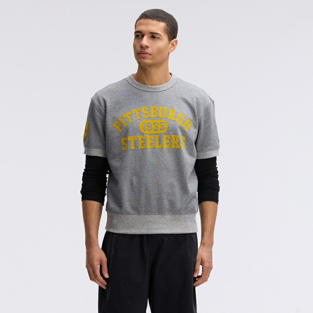 Pittsburgh Steelers IconicFleece Short Sleeve Sweatshirt Athletic Heather Gray - Fanatics