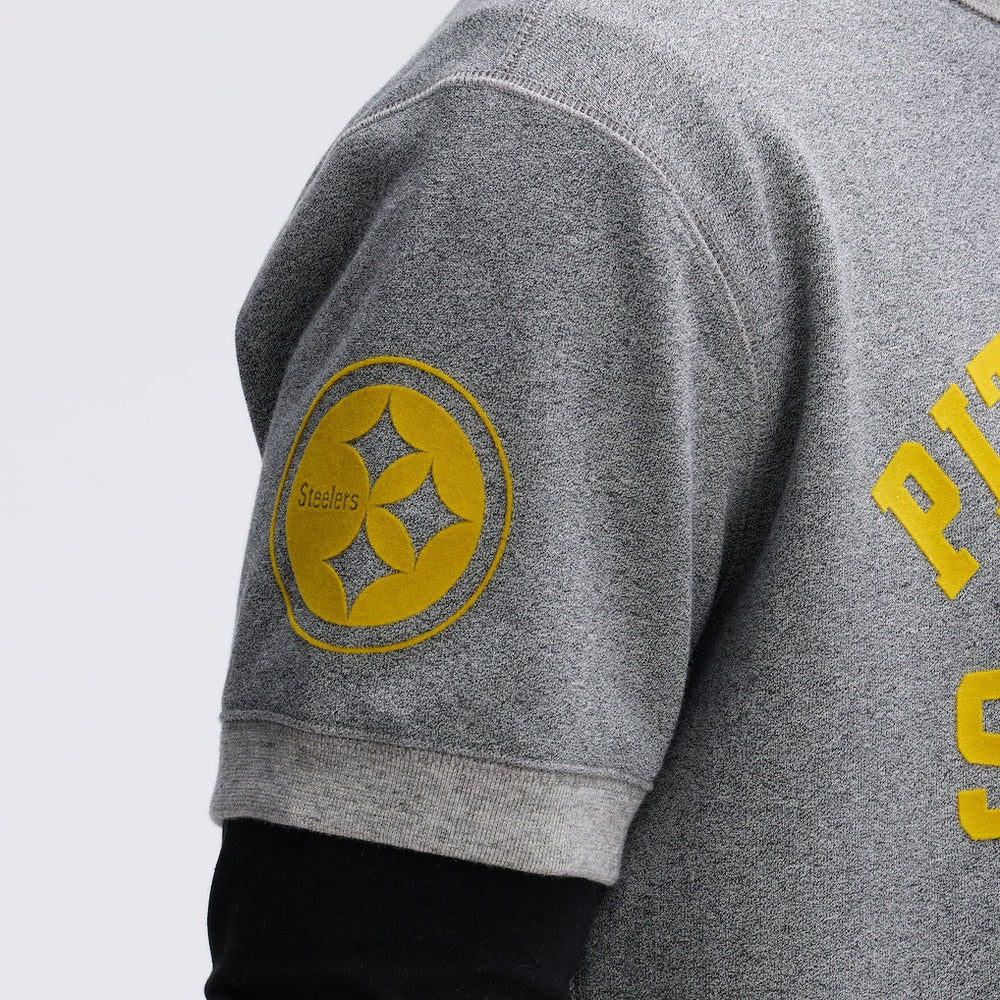 Pittsburgh Steelers IconicFleece Short Sleeve Sweatshirt Athletic Heather Gray - Fanatics